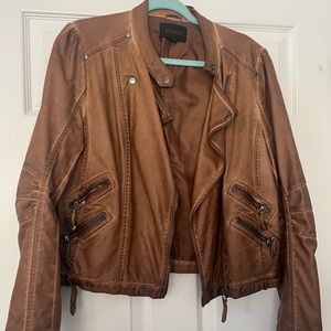Distressed brown leather jacket size large